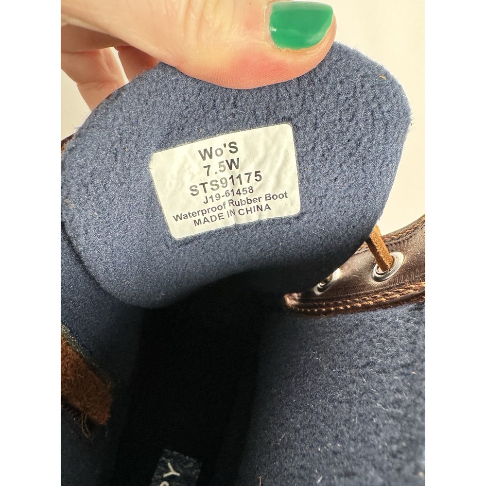 Sperry Top Sider Saltwater Duck Boots Rubber Leather Glossy Navy Blue NWB 7.5 W - Picture 4 of 8